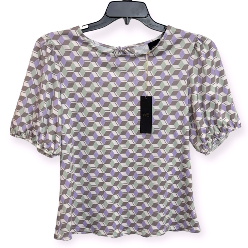 Anthropologie: W5 Purple and Gray Geometric Blouse Size M *252